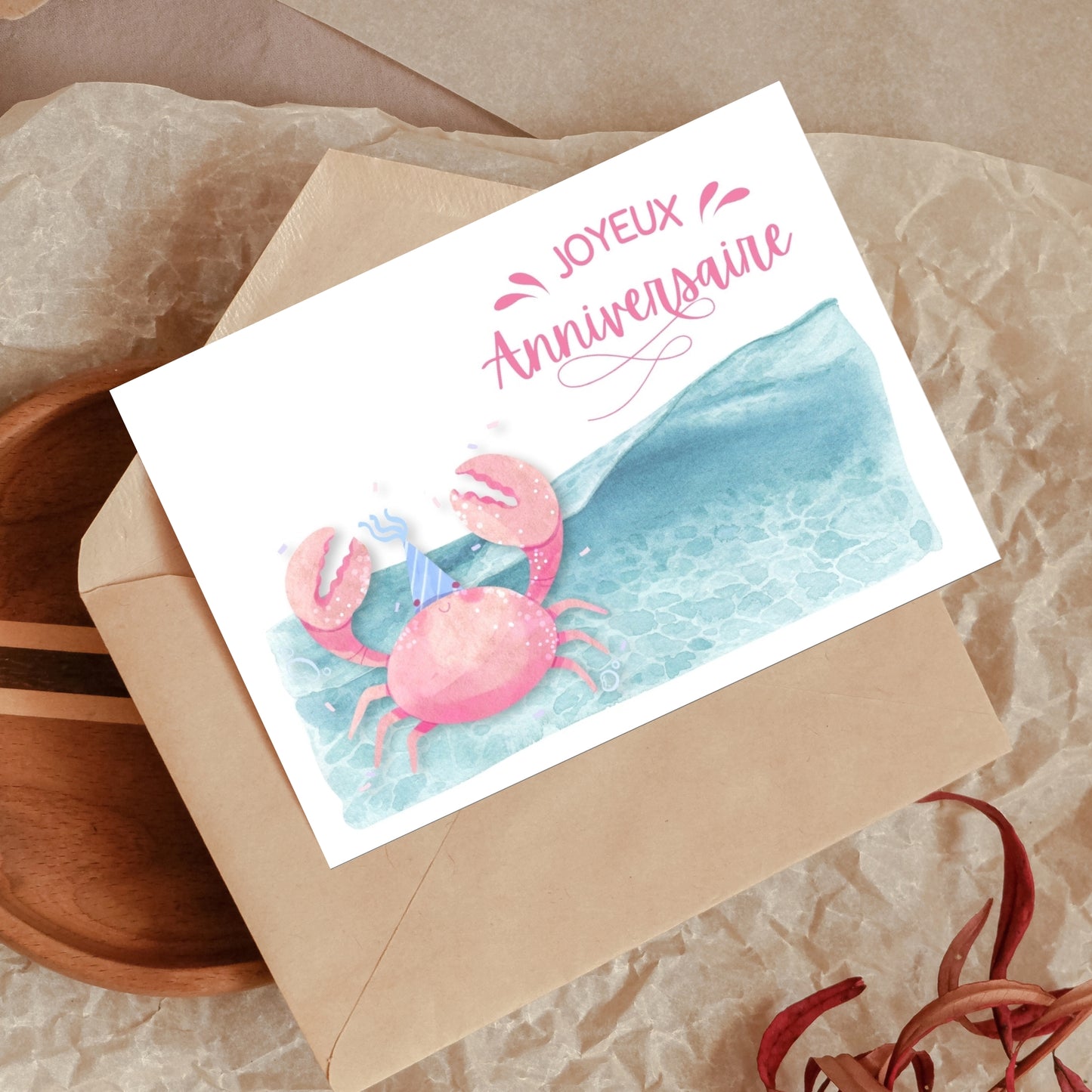 Crabe Carte d'Anniversaire Imprimable