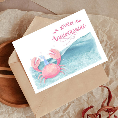 Crabe Carte d'Anniversaire Imprimable