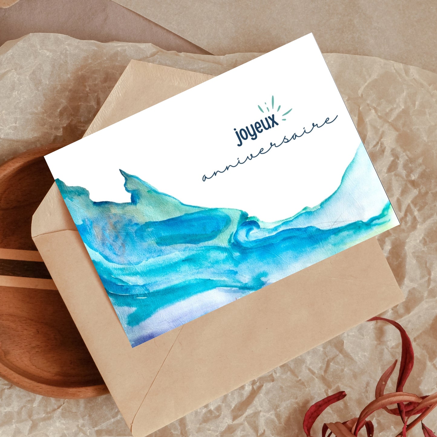 Blue Wave Printable Birthday Card