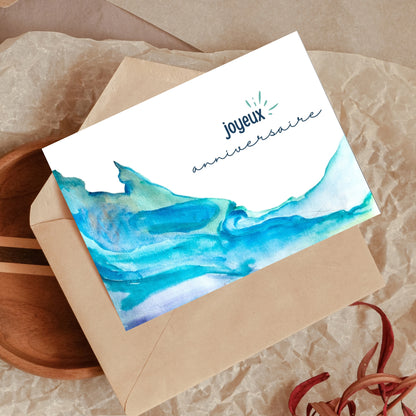 Blue Wave Printable Birthday Card