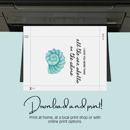 Love You More Than Sea Shells Valentines Card