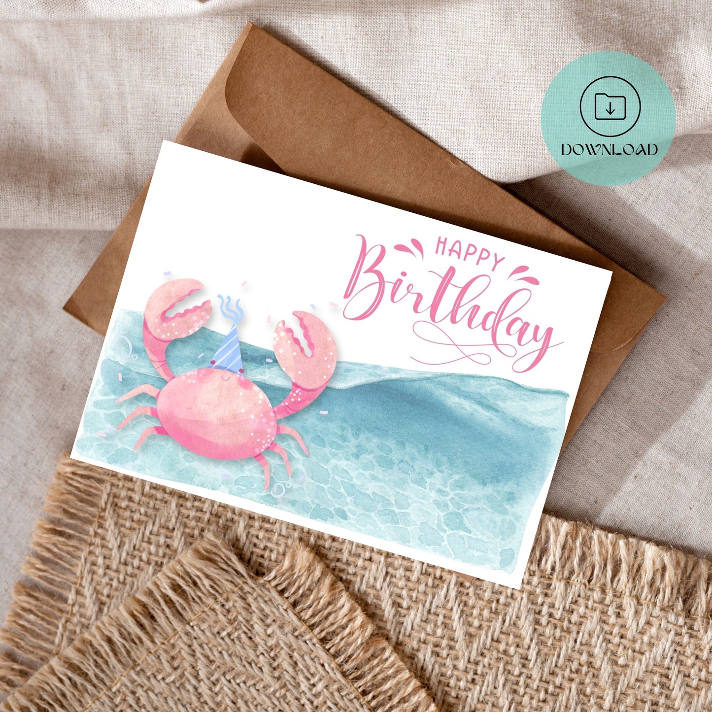 Crabe Carte d'Anniversaire Imprimable