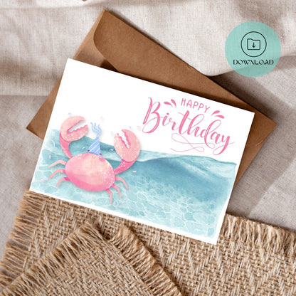 Crabe Carte d'Anniversaire Imprimable