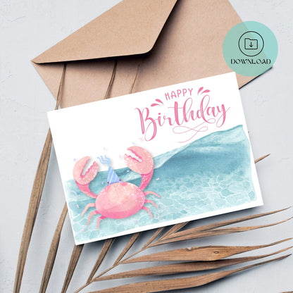 Crabe Carte d'Anniversaire Imprimable