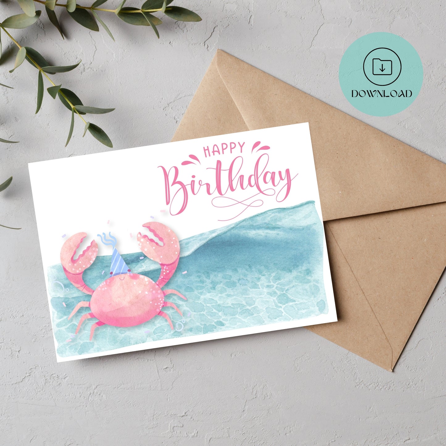 Crabe Carte d'Anniversaire Imprimable