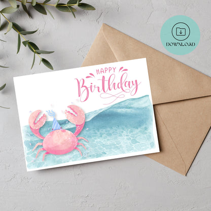 Crabe Carte d'Anniversaire Imprimable