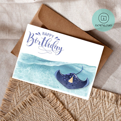 Raie Manta Carte d'Anniversaire Imprimable