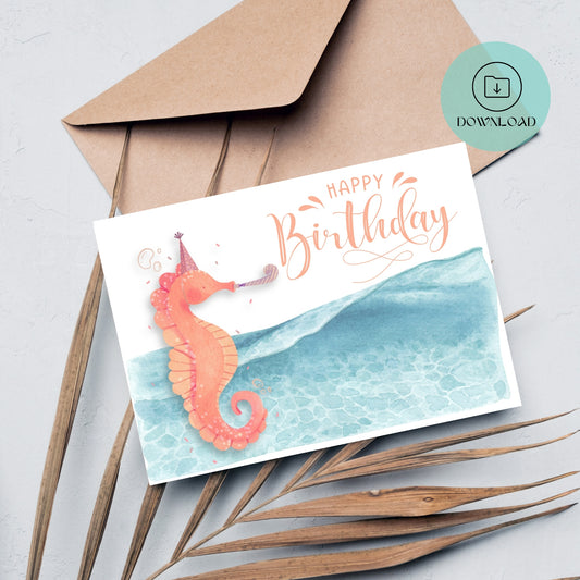 Hippocampe Carte d'Anniversaire Imprimable