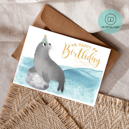 Phoque Carte d'Anniversaire Imprimable