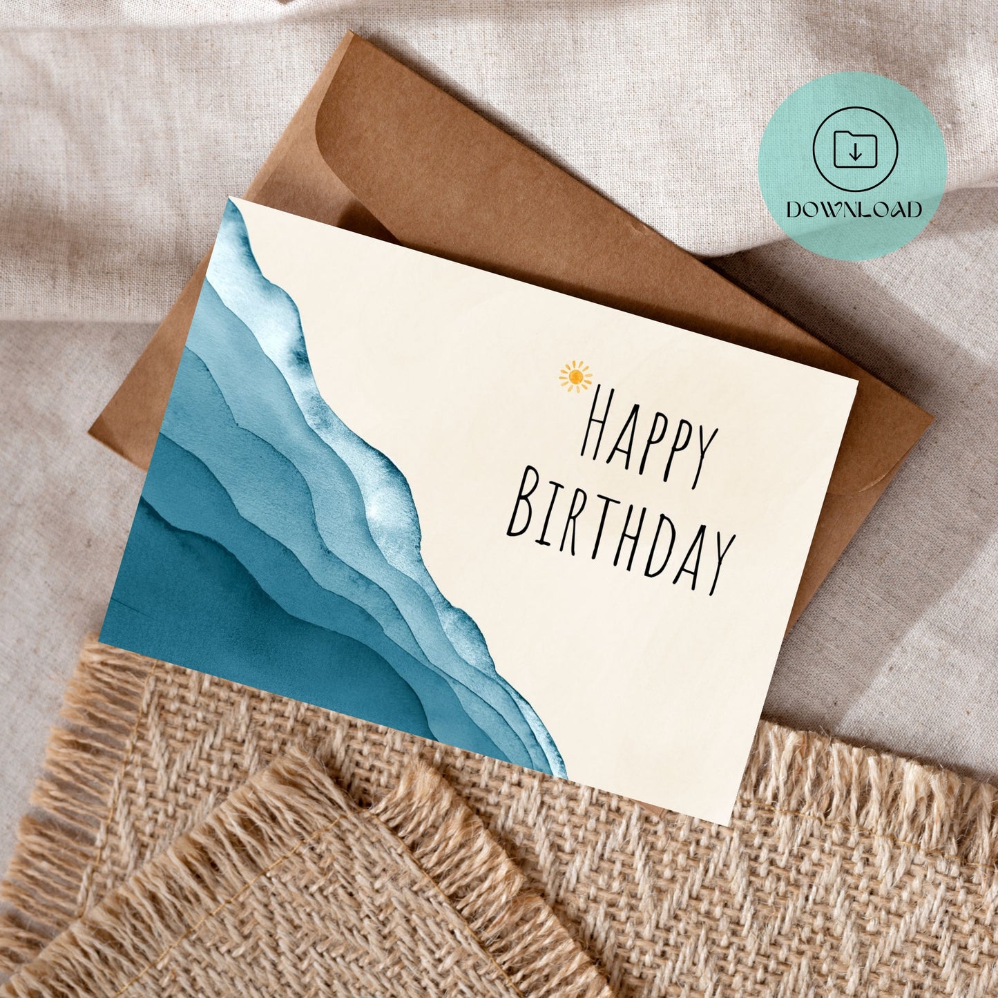 Plage Carte d'Anniversaire Imprimable