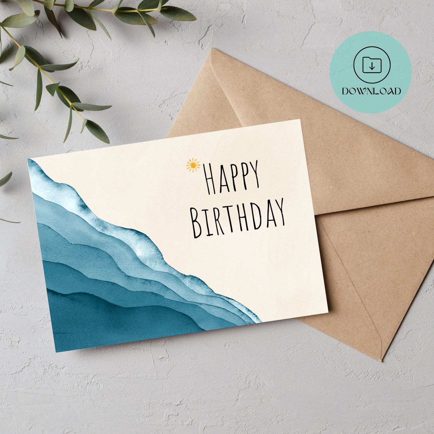 Plage Carte d'Anniversaire Imprimable