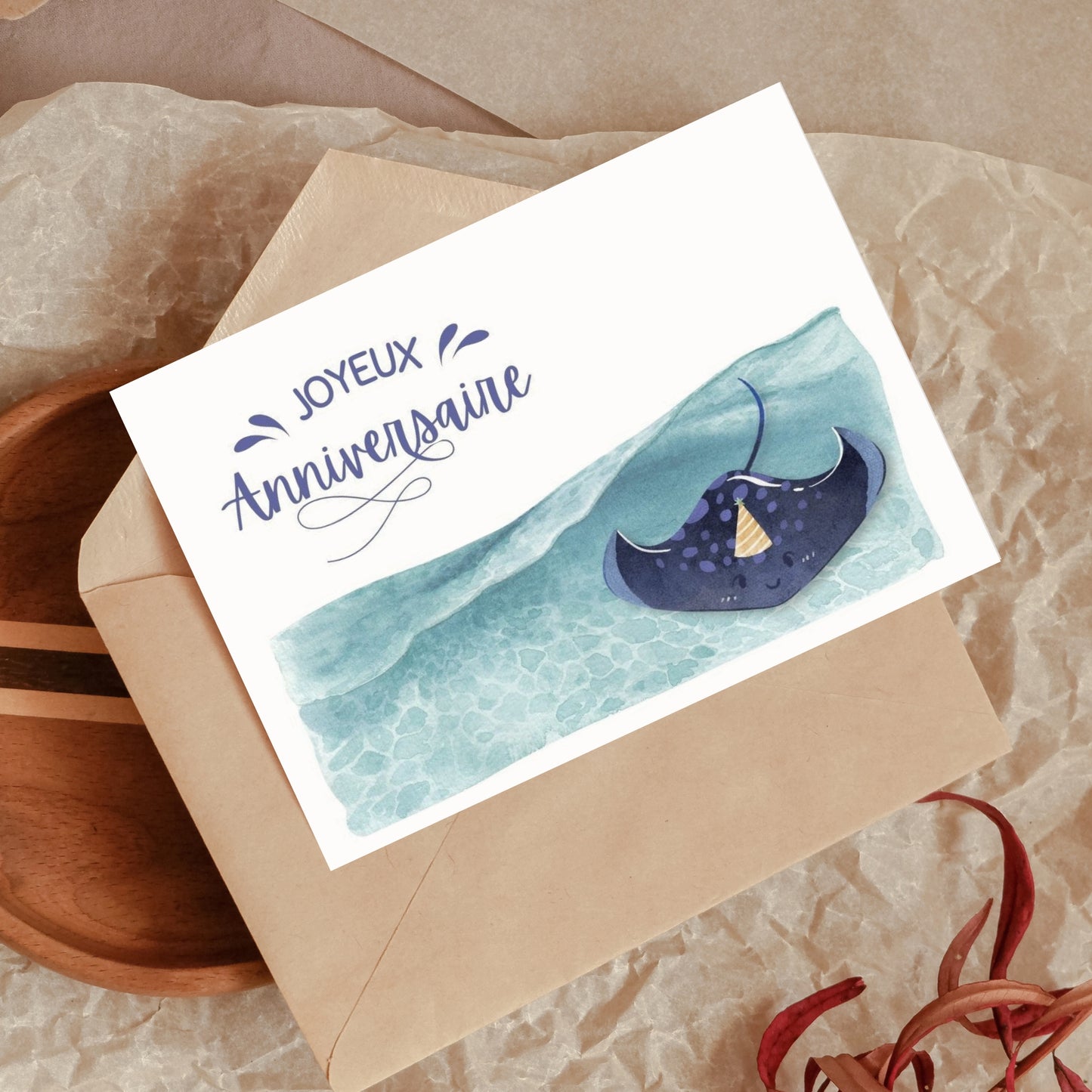 Raie Manta Carte d'Anniversaire Imprimable