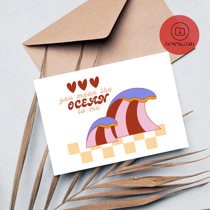 You Mean the Ocean to Me Valentines Card