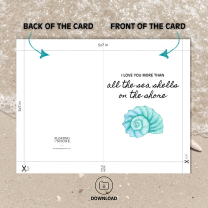 Love You More Than Sea Shells Valentines Card