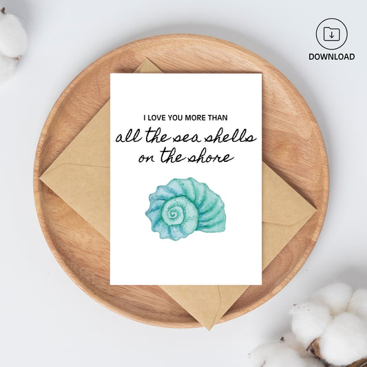 Je t'Aime Plus Que Tous Les Coquillages Carte St Valentin