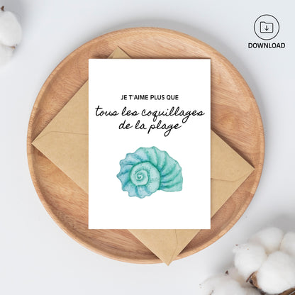 Love You More Than Sea Shells Valentines Card
