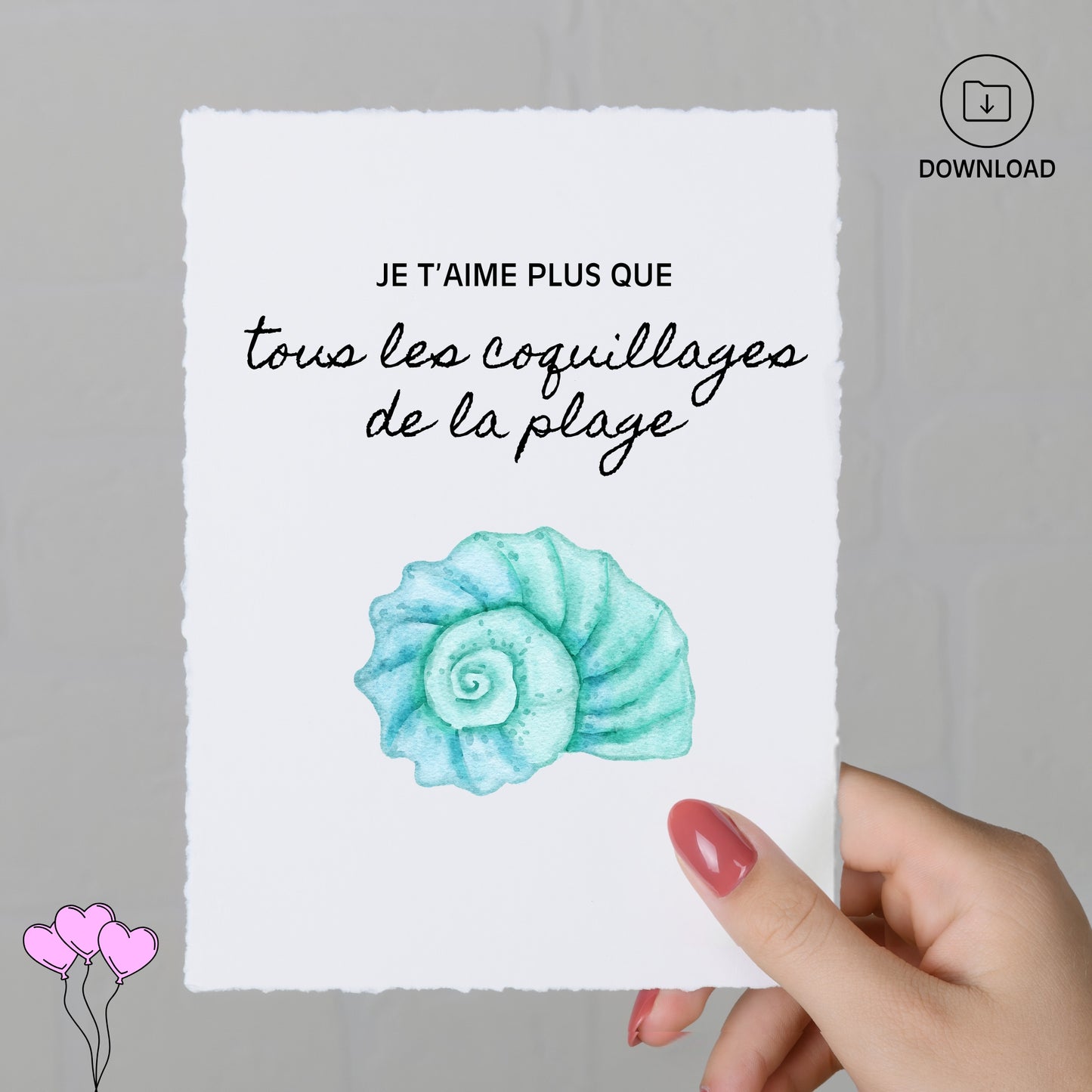 Love You More Than Sea Shells Valentines Card