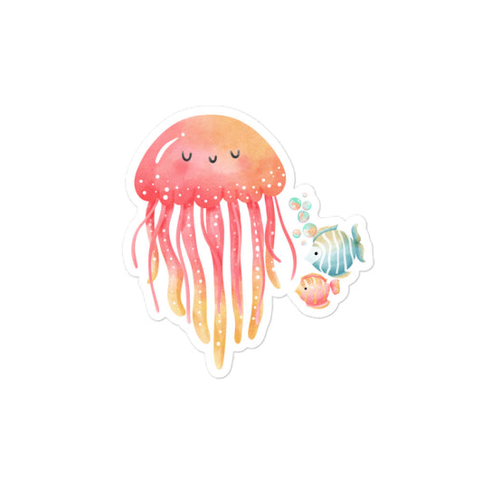 Watercolor Jellyfish Orange Stickers