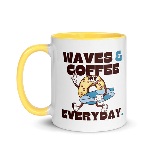 Waves & Coffee Everyday groovy donut and surfboard