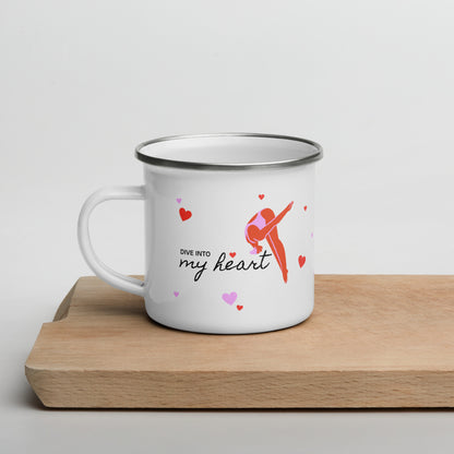 Dive Into My Heart Enamel Mug