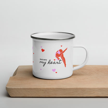 Dive Into My Heart Enamel Mug