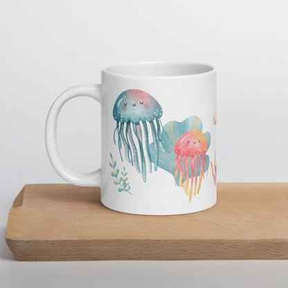Watercolor Jellyfish Ceramic Mug