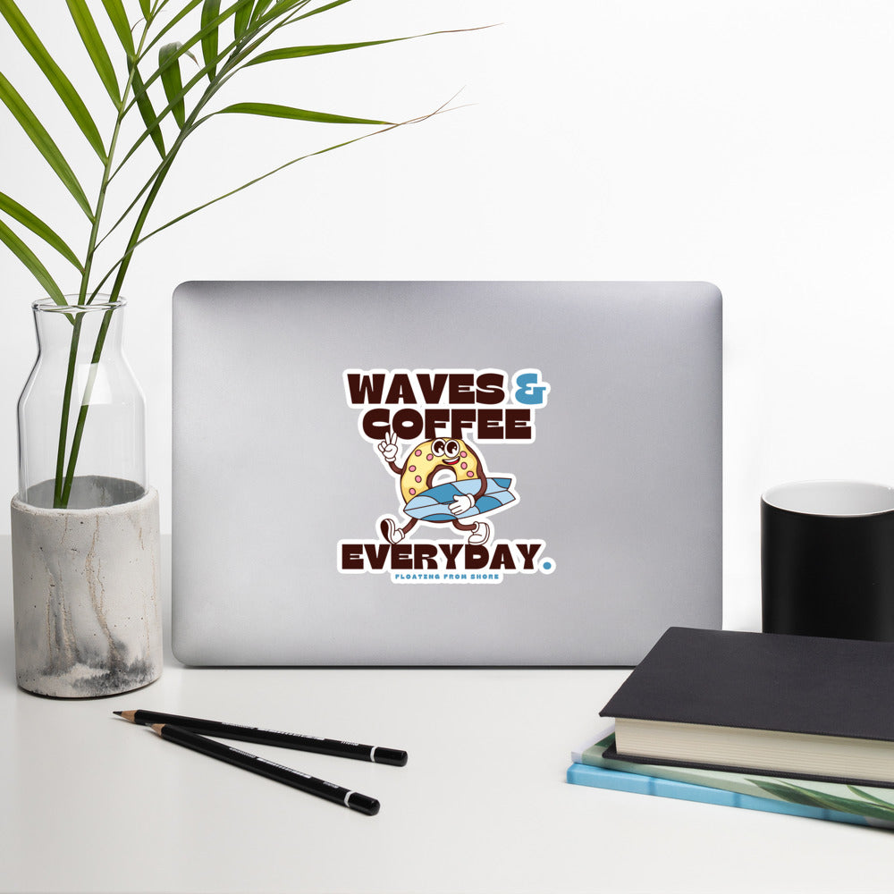 Waves & Coffee Everyday Autocollant